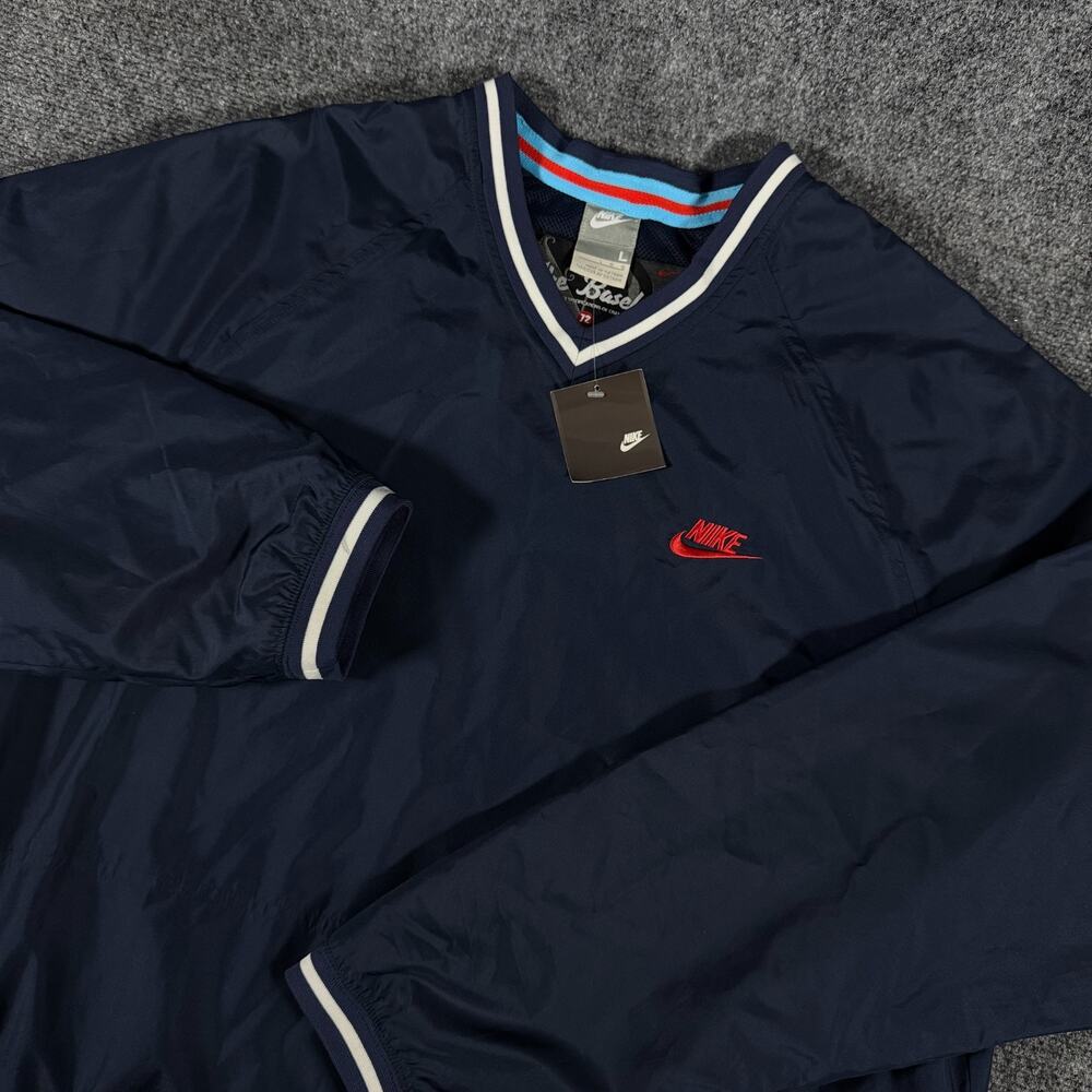 NWT Nike Baseball 72 Windbreaker Mens L Navy V Neck Pullover 207711-451 Y2K